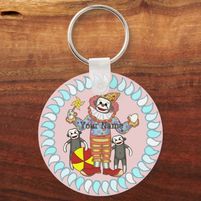 Sock Monkey Clown-Schlüsselanhänger Schlüsselanhänger (Vorderseite)