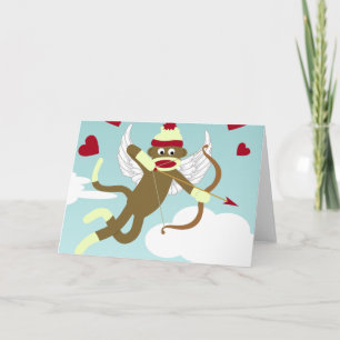 Sock Monkey Cupid Karte