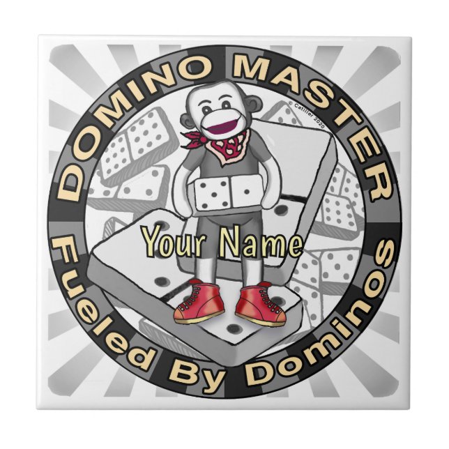 Sock Monkey Domino Master Fliese (Vorderseite)