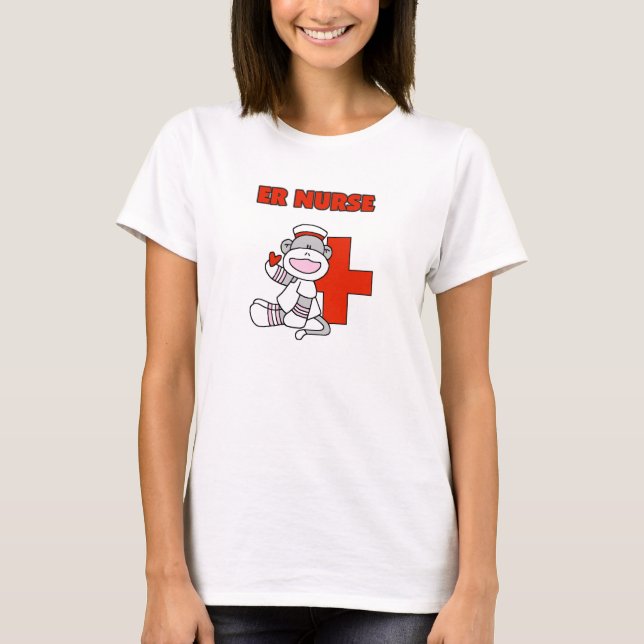 Sock Monkey ER Nurse T - Shirt und Geschenke (Vorderseite)