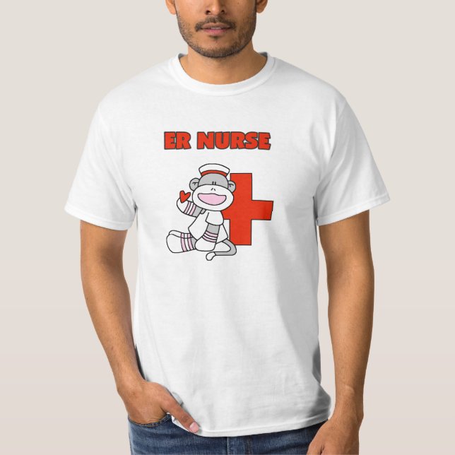 Sock Monkey ER Nurse T - Shirt und Geschenke (Vorderseite)