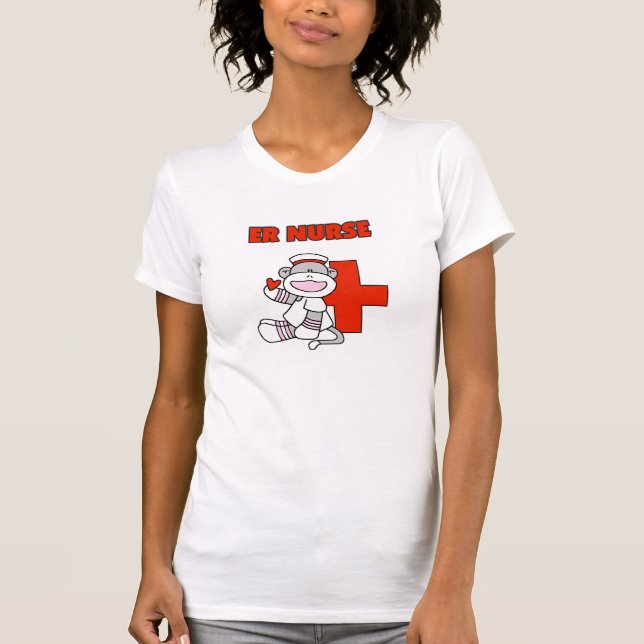 Sock Monkey ER Nurse T - Shirt und Geschenke (Vorderseite)