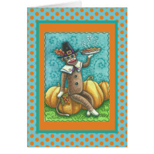 SOCK MONKEY ERNTEDANK GREETING CARD Verse