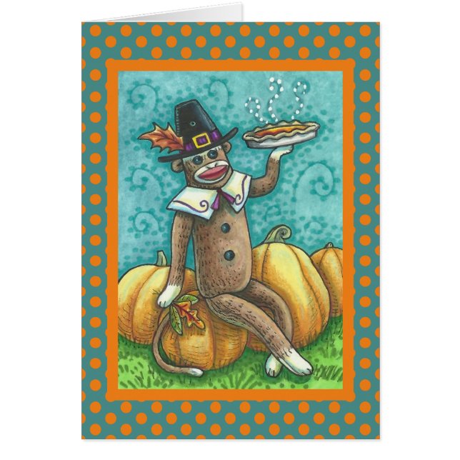SOCK MONKEY ERNTEDANK GREETING CARD Verse (Vorne)