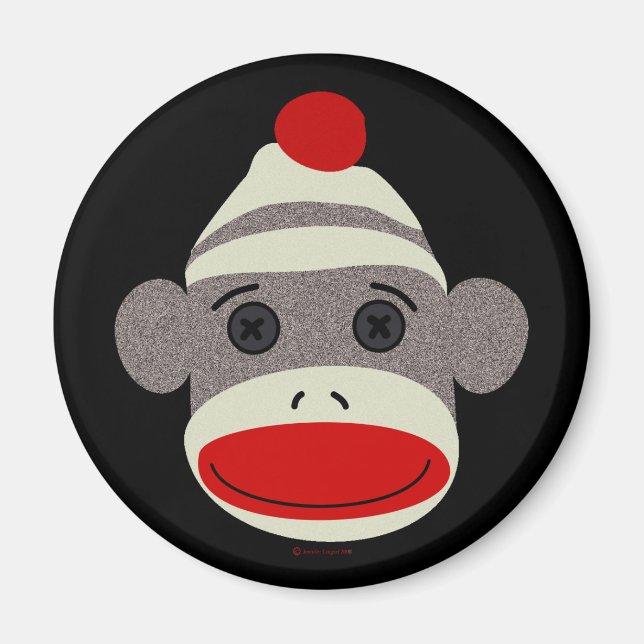 Sock Monkey Face Magnet (Vorne)