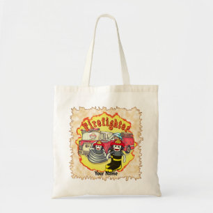 Sock Monkey Firetruck Firefighter custom name Tragetasche