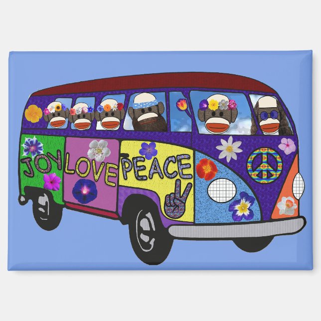 Sock Monkey Friedensbus Magnet (Vorderseite)