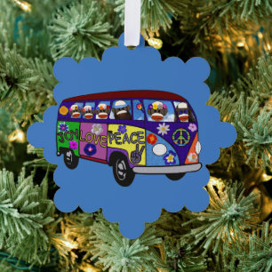 Sock Monkey Friedensbus Papierornament Karte