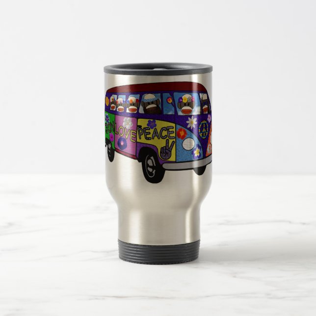 Sock Monkey Friedensbus  Reisebecher (Mittel)