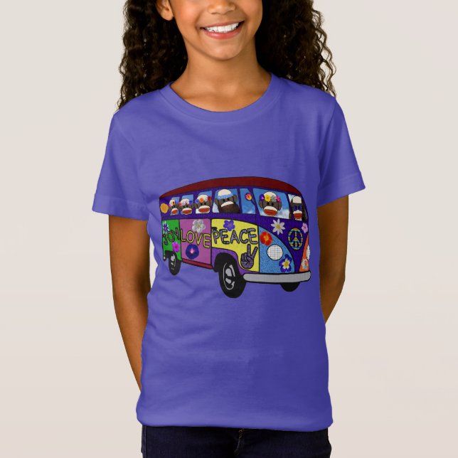 Sock Monkey Friedensbus  T-Shirt (Vorderseite)