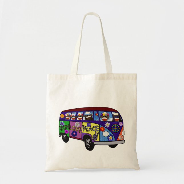 Sock Monkey Friedensbus  Tragetasche (Vorne)