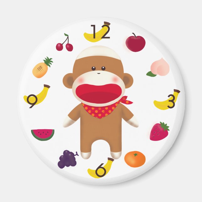 Sock Monkey Fruchtkörbe Magnet (Vorne)