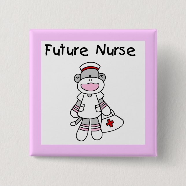 Sock Monkey Future Krankenpflege T - Shirt und Ges Button (Vorderseite)