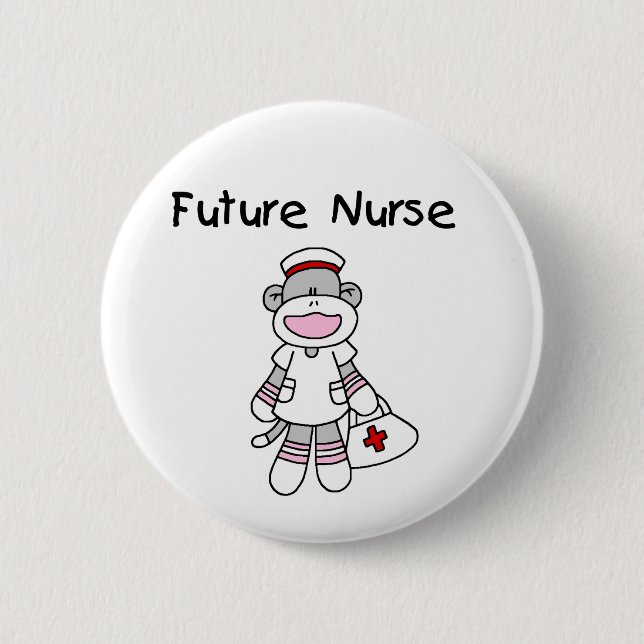Sock Monkey Future Krankenpflege T - Shirt und Ges Button (Vorderseite)