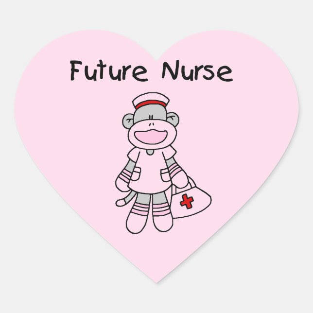 Sock Monkey Future Krankenpflege T - Shirt und Ges Herz-Aufkleber (Vorderseite)