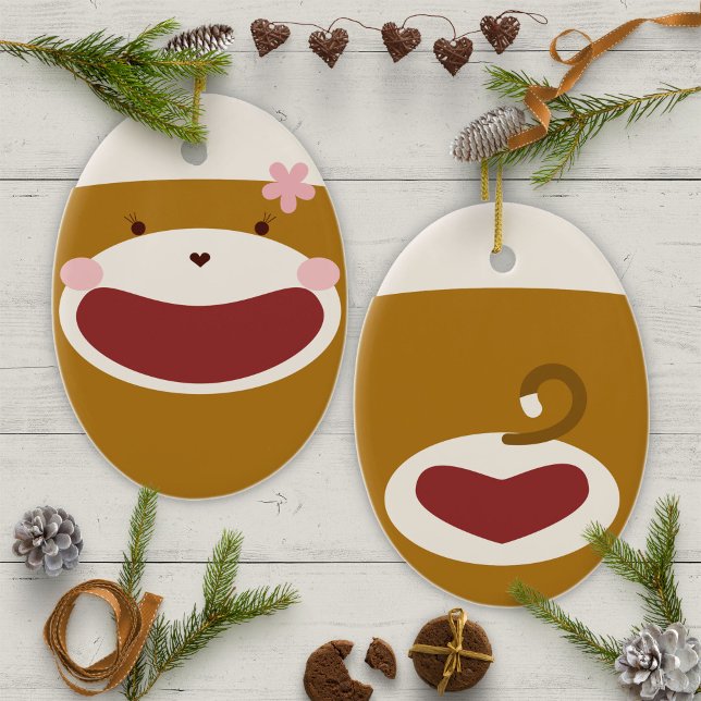 Sock Monkey Girl Christmas Tree Keramik Ornament (Von Creator hochgeladen)