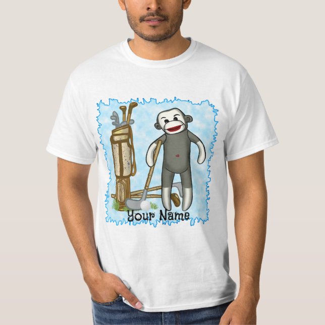 Sock Monkey Golf Custom T - Shirt (Vorderseite)