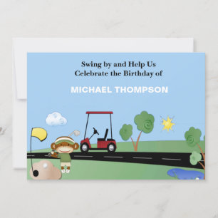 Sock Monkey Golf Invitations d'anniversaire