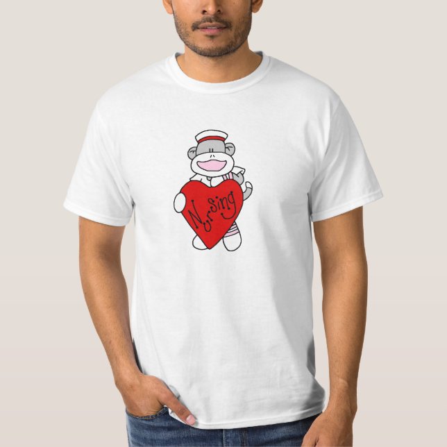 Sock Monkey I Liebe Pflege T - Shirt und Geschenke (Vorderseite)
