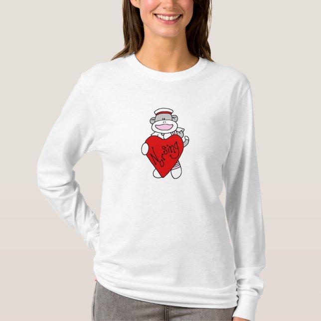 Sock Monkey I Liebe Pflege T - Shirt und Geschenke (Vorderseite)