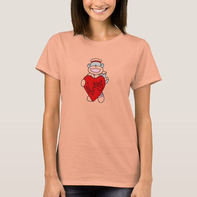 Sock Monkey I Liebe Pflege T - Shirt und Geschenke (Vorderseite)