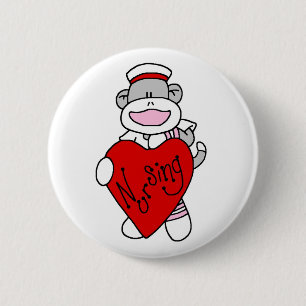 Sock Monkey I Liebe Pflege T - Shirt und Geschenke Button