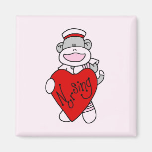 Sock Monkey I Liebe Pflege T - Shirt und Geschenke Magnet