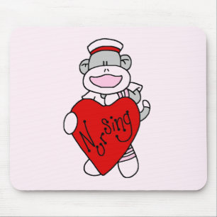 Sock Monkey I Liebe Pflege T - Shirt und Geschenke Mousepad