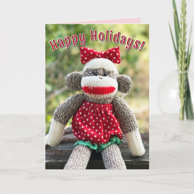 Sock Monkey - Ichigo Weihnachtskarten Einladung (Vorderseite)