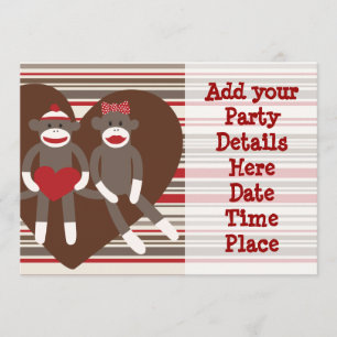 Sock Monkey individuelle Party-Einladungskarten Vo Einladung