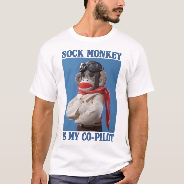 Sock Monkey ist mein Co-Pilot T-Shirt (Vorderseite)