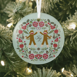 Sock Monkey Joy Ornament Aus Glas