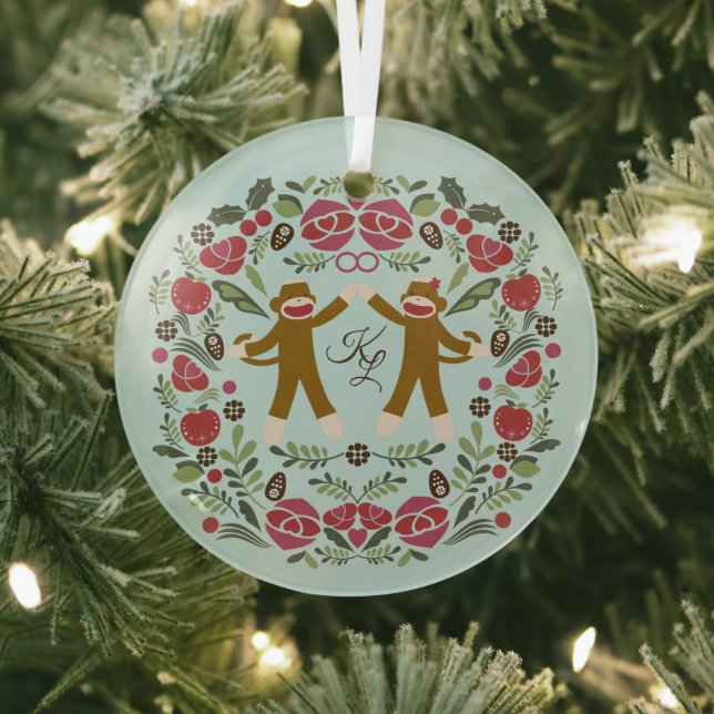 Sock Monkey Joy Ornament Aus Glas (InSitu)