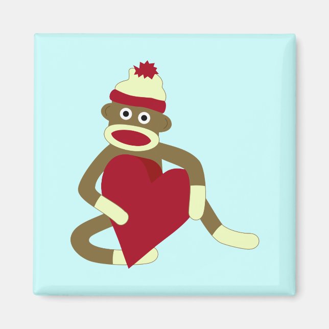 Sock Monkey Liebe Herz Magnet (Vorne)