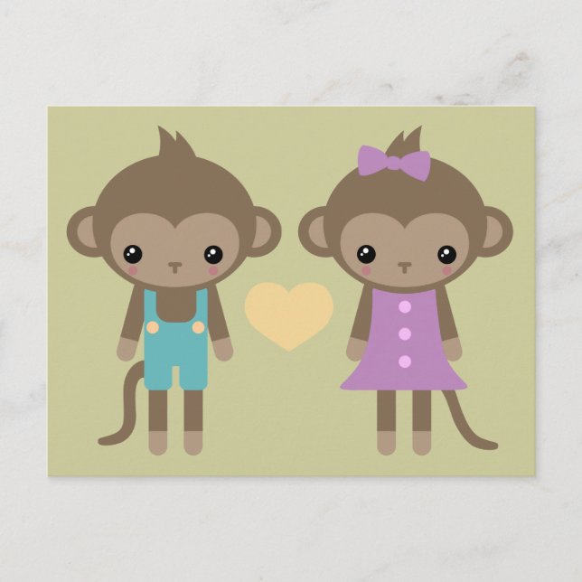 Sock Monkey-Liebe Postkarte (Vorderseite)
