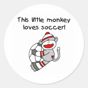Sock Monkey Lieben Fußball Runder Aufkleber