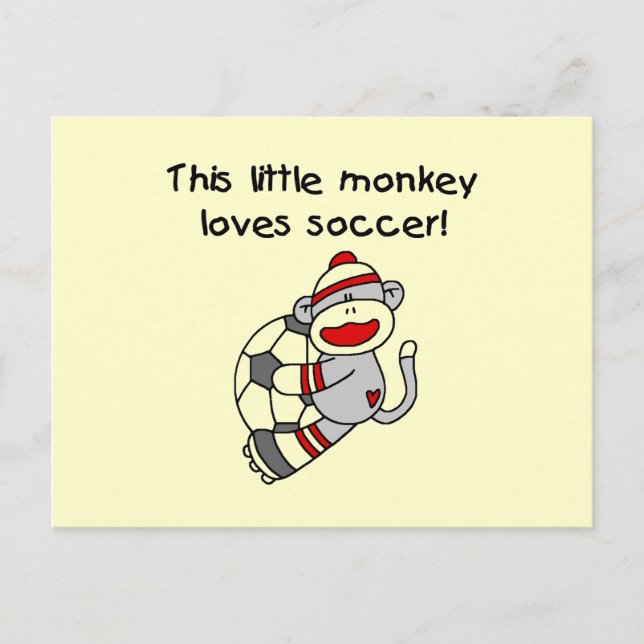 Sock Monkey Lieben Fußball T Shirts und Geschenke Postkarte (Vorderseite)