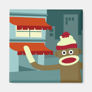 Sock Monkey Lounge Magnet