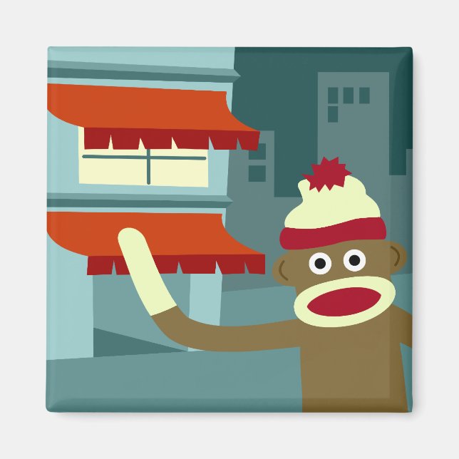 Sock Monkey Lounge Magnet (Vorne)