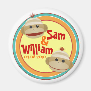 Sock Monkey Madness (Twin) Personalisiert Magnet