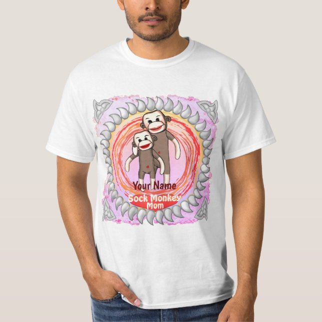 Sock Monkey-Mama T-Shirt (Vorderseite)