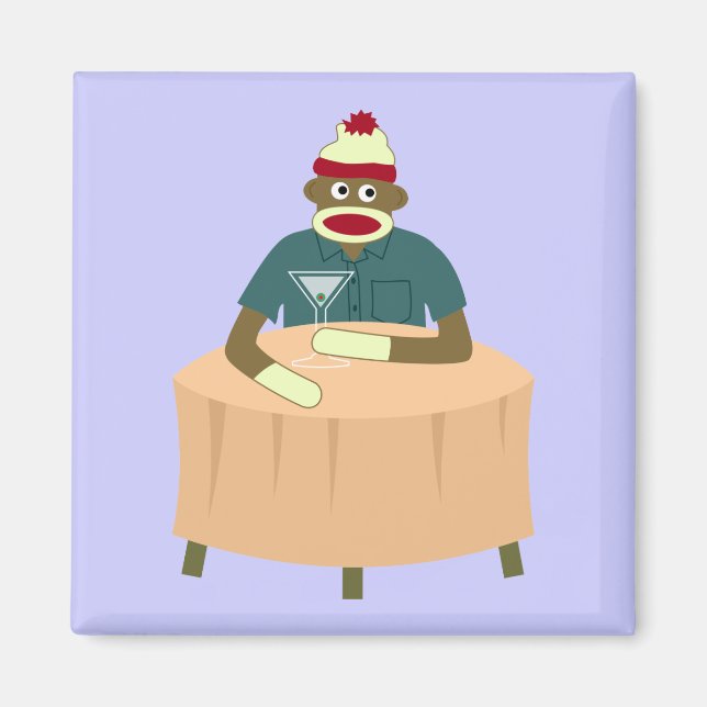 Sock Monkey Martini Nightclub Magnet (Vorne)