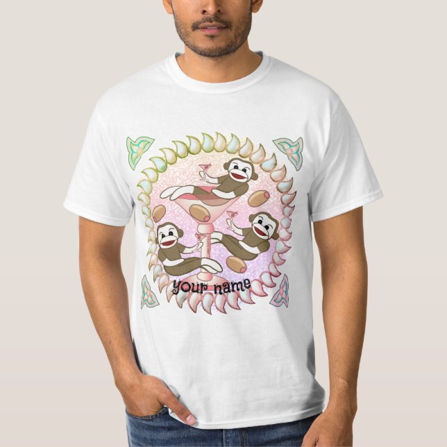 Sock Monkey Martini T-Shirt (Vorderseite)