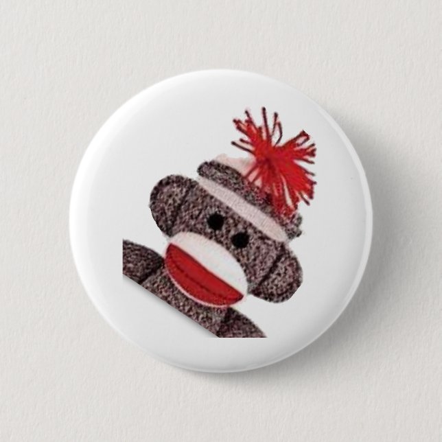 Sock Monkey Merchandise Produkte Geschenke Button (Vorderseite)