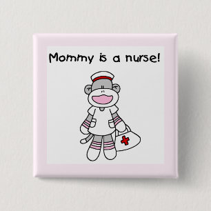 Sock Monkey Mommy Nurse T - Shirt und Geschenke Button