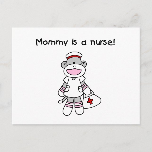 Sock Monkey Mommy Nurse T - Shirt und Geschenke Postkarte (Vorderseite)