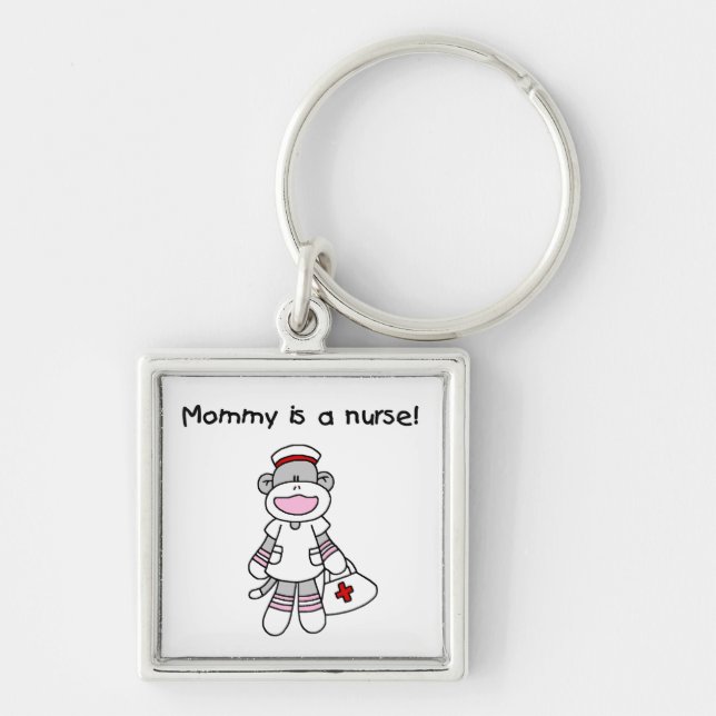 Sock Monkey Mommy Nurse T - Shirt und Geschenke Schlüsselanhänger (Vorne)