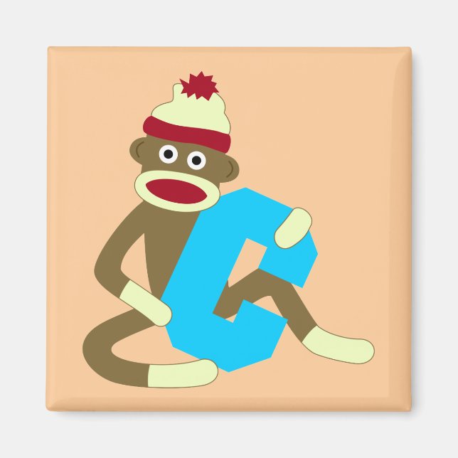 Sock Monkey Monogram Boy C Magnet (Vorne)