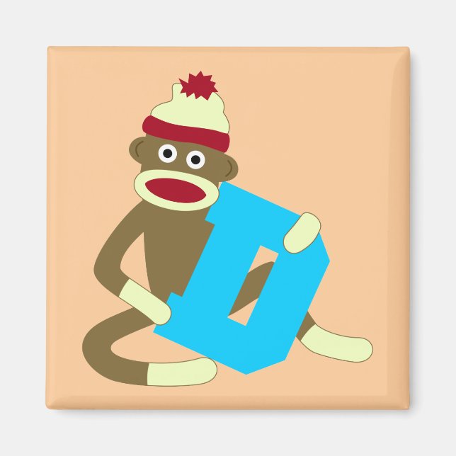 Sock Monkey Monogram Boy D Magnet (Vorne)