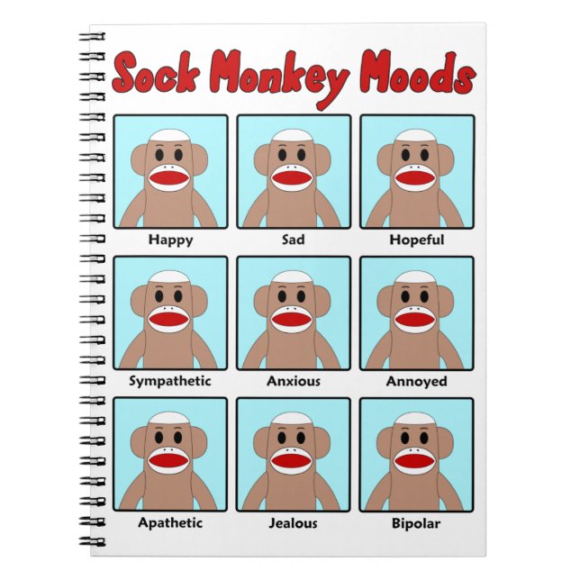 Sock Monkey Moods Notizblock (Vorderseite)